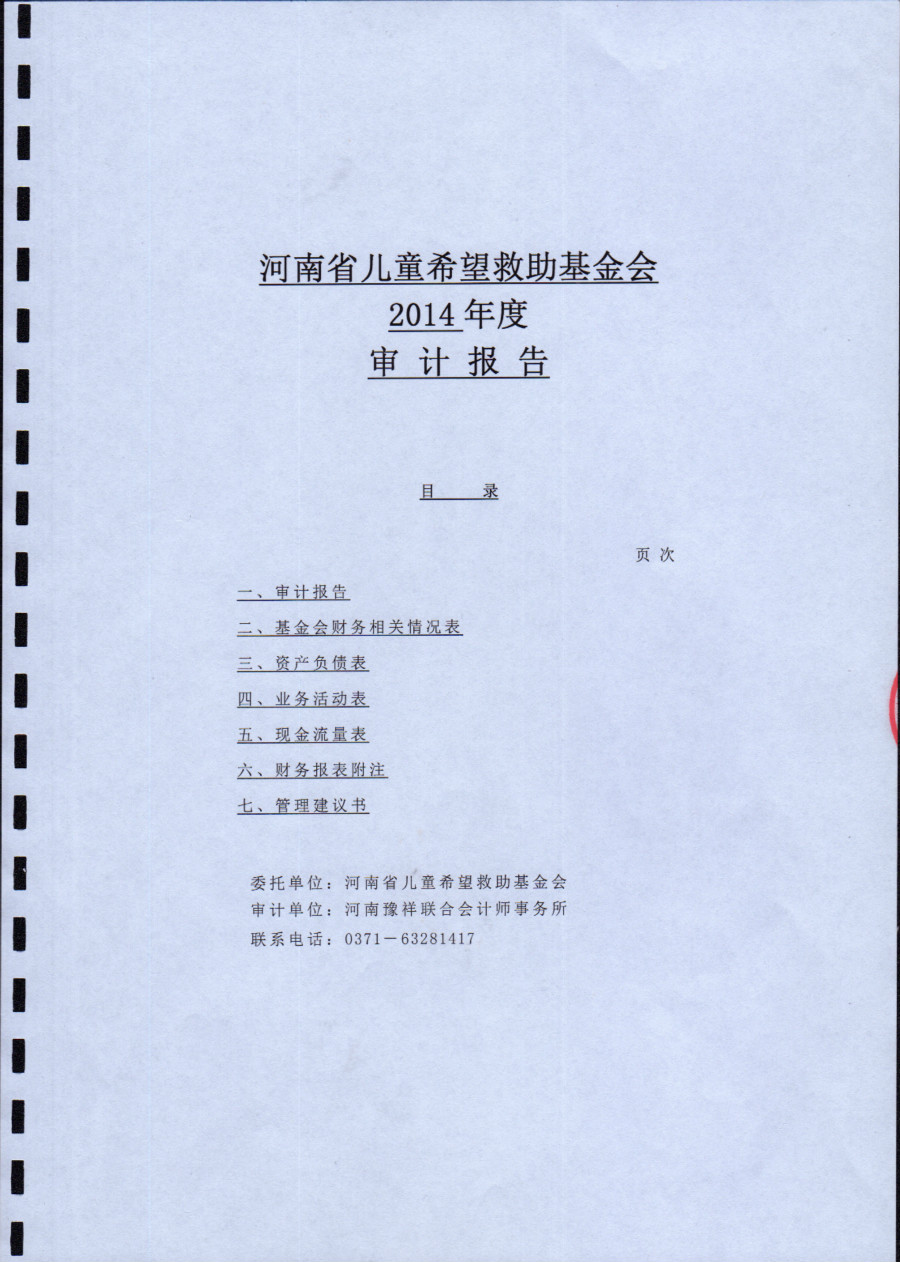 2014年度儿童希望救助基金会财务审计报告 - 