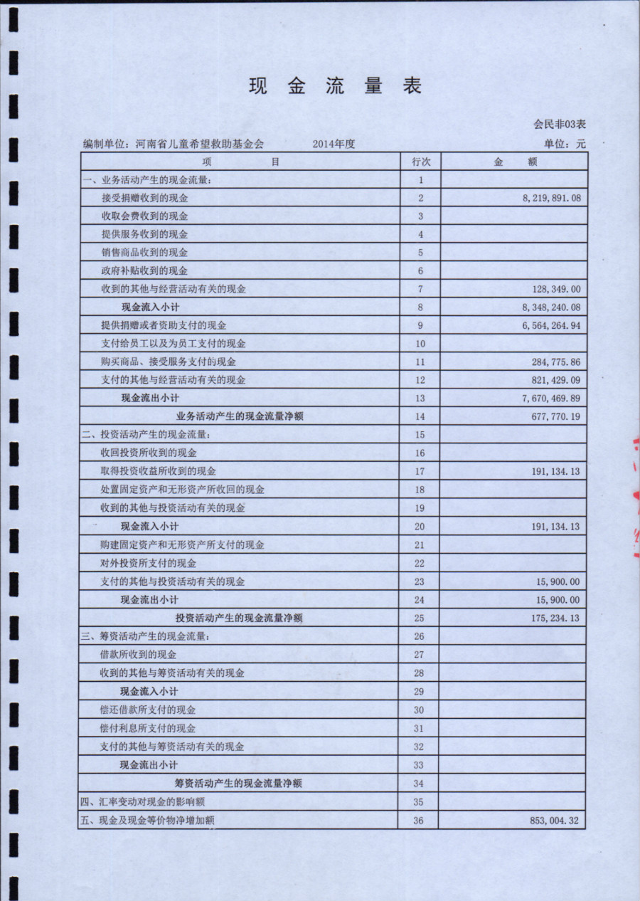 2014年度儿童希望救助基金会财务审计报告 - 儿童希望救助基金会